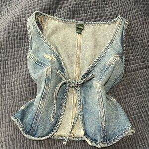 Wild Fable Denim Tie-Front Blouse